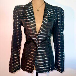 Lightweight black blazer with holographic stripes